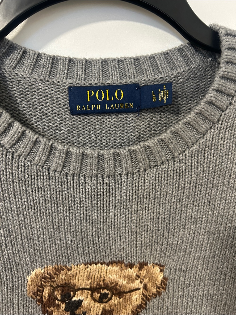 Polo by Ralph Lauren Gray Bear Knit Crewneck Sweater - Picture 3 of 4
